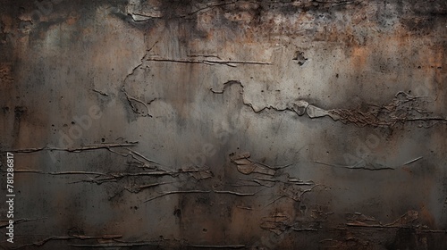 An old metal wall with layers of peeling paint and rust creating an interesting textured surface
