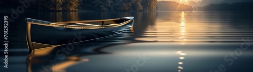 Serene canoeing on a calm river, tranquil, nature, sports