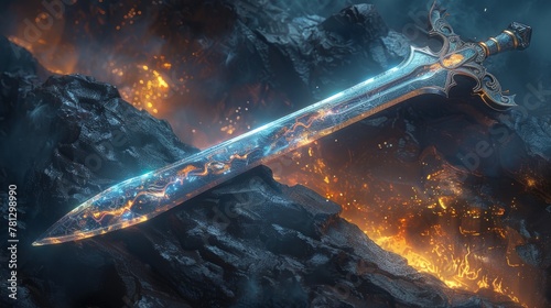 3D illustration of a fantasy sword in 3D.......