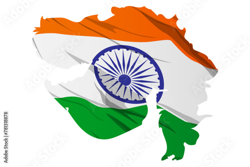 Vector illustration of India flag in gujarat map on transparent background