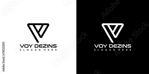 Letter V logo design in a moden geometric black and white background. Vector