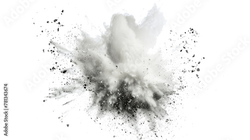bright white paint color powder festival explosion burst isolated white background. 