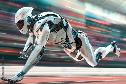 Robot athletes compete in high-speed races.