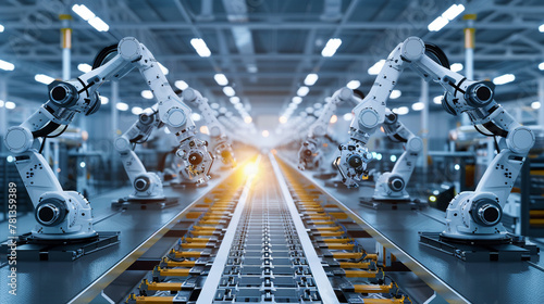 In a state-of-the-art electronics facility, automated robotic arms work tirelessly, assembling components with accuracy