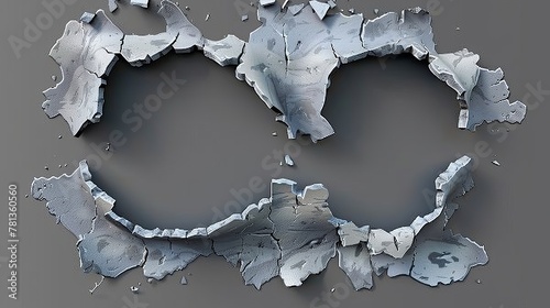 Metal rip holes, ragged cracks, cut and torn slashes on steel sheet isolated on transparent background. Realistic 3d modern illustration.
