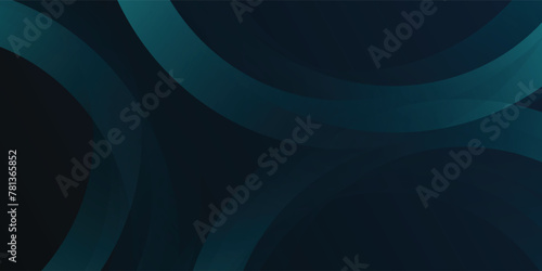 Dark blue abstract background with glowing curve. Shiny blue gradient geometric element. Dynamic curved lines graphic.