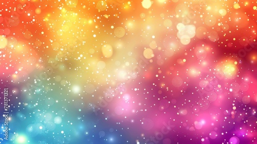 Multicolored bokeh lights gradient creating a vibrant, joyful backdrop.