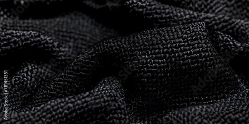 Fabric background with a black fabric cloth polyester texture.