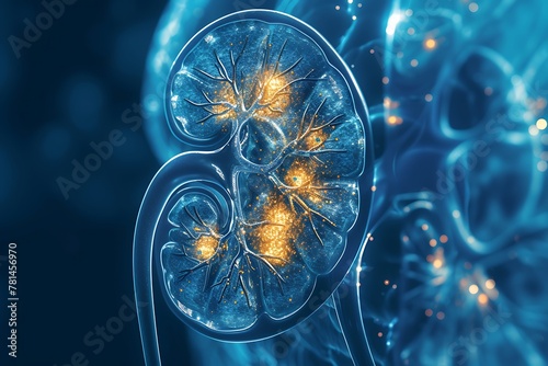 3D Render of Human Kidneys, Detailed Anatomy Illustration for Medical Education and Health Care