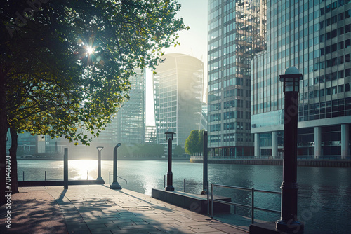 Tranquil Morning Light in Canary Wharf, London