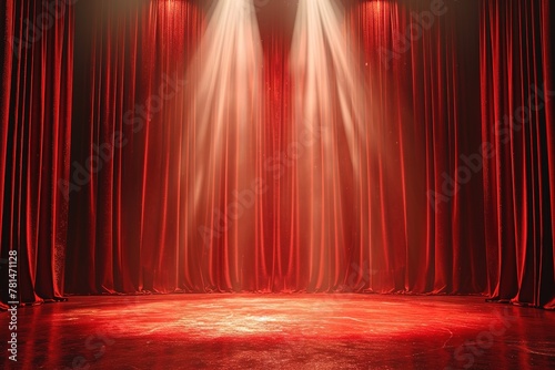 Red Curtain Screen background with spot light