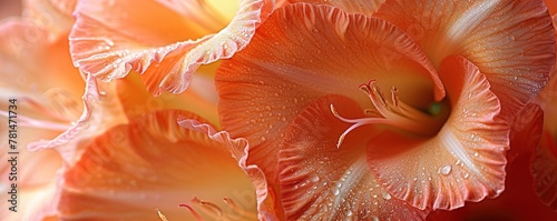 Close up of gladiolus orange flower