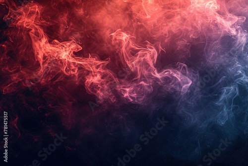 Smoke and light scene, red black background