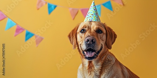 Cheerful Canine Companion Joining Birthday with Family and Festive Decor