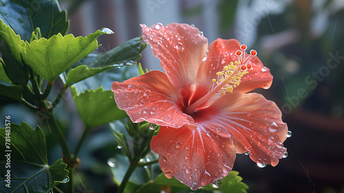 Zbliżenie różowy kwiat rośliny z gatunku hibiscus