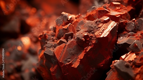 Closeup photograph of raw bauxite ore extracted from bauxite mine