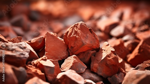 Closeup photograph of raw bauxite ore extracted from bauxite mine