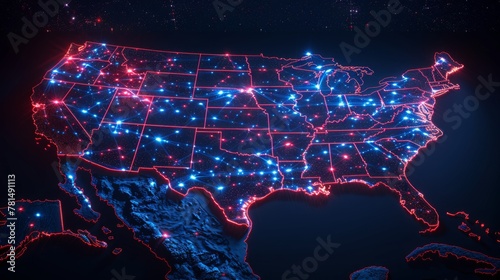 Digital network connectivity across the usa map