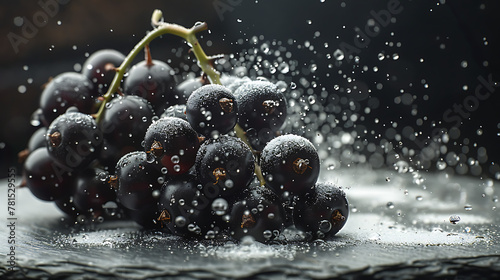 black currant with water drops