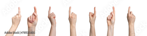 Index fingers pointing up, showing upwards, indicating to top, isolated on white background, transparent png