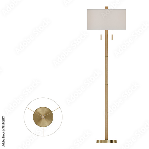 Floor lamp, top and front views 