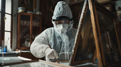 Art Conservator carefully restoring artworks