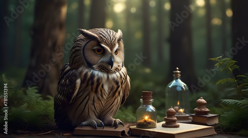 Fantasy wide sleeping owl is the keeper of secrets hol .Generative AI