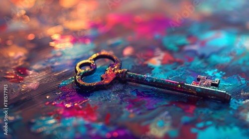 A key that is full of color and looks like it came from a magical world