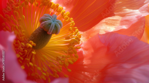 Zbliżenie na łososiowy kwiat maku