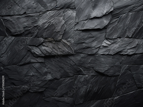 Textured black stone enriches the dark grey backdrop of the slate background