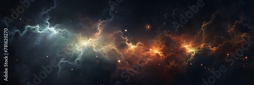 Cosmic Nebula With Luminous Star Clusters And Interstellar Dust. Astrology Background. Generative AI