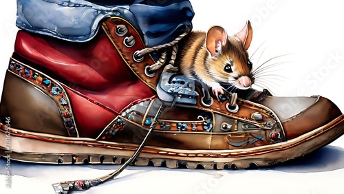 Sporty Mouse: A Cute Illustration of a Hamster in a Shoe cute-smiling-mouse-in-one-shoe