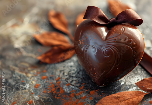 A romantic chocolate heart-shaped gift background suitable for Valentine's Day or other special occasions.