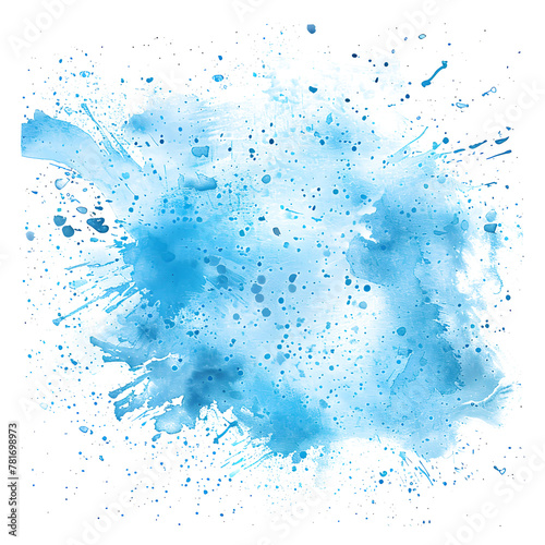 Light blue watercolor splatter on transparent background.