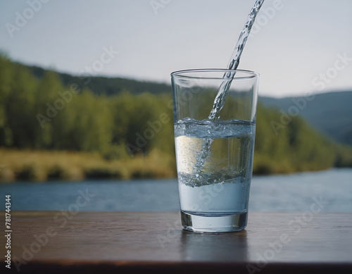 Refreshing Water Pouring into Glass