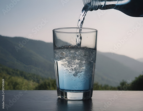 Refreshing Water Pouring into Glass