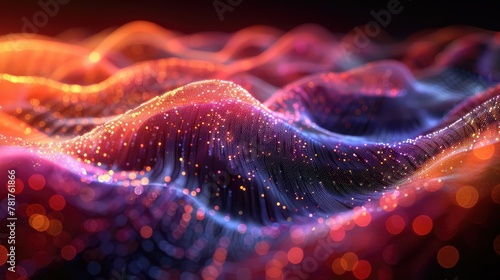Abstract holographic waves dark background