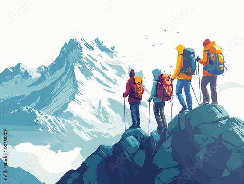 Summiting Success: A Triumphant Hiker's Vista after an Epic Ascent Through the Mountains