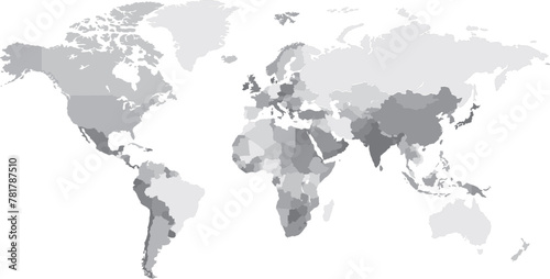 Gray scale vector world map