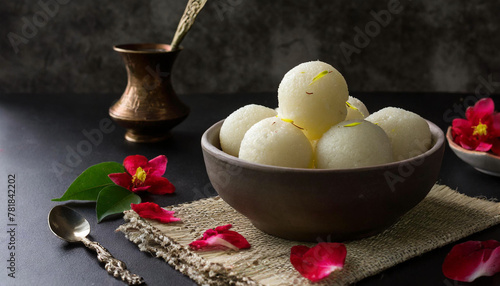 Bengali sweet rasgulla served in a bowl.