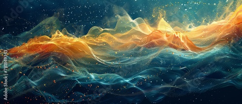 Abstract depiction of digital waves washing over Western Europe, representing new tech tidal waves,