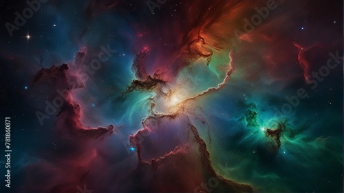 Colorful vibrant cosmos, nebula wallpaper ai generated