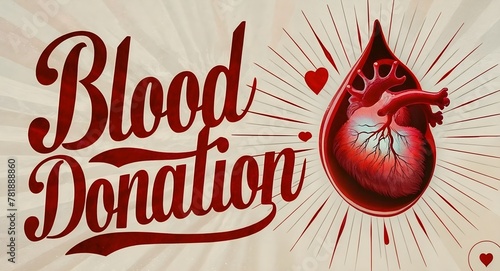 Blood Donation Poster: Heart and Blood Illustration for Life-Saving Campaigns