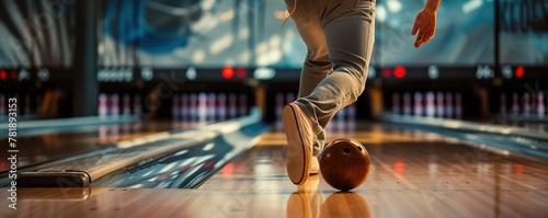 a bowler is throwing a bowling ball