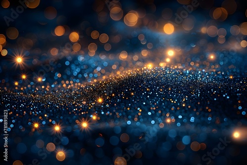 Midnight Sparkle: Glimmering Navy & Gold Lights. Concept Nighttime Photography, Illuminated Landscapes, Golden Hour Captures