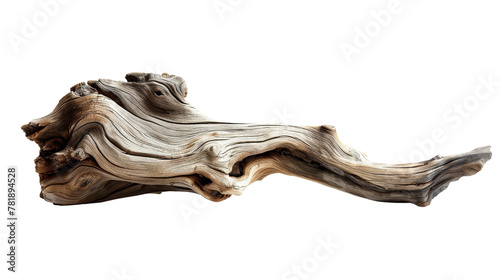 Weathered Driftwood on White Background