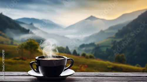 enjoy a cup of hot coffee in the mountains