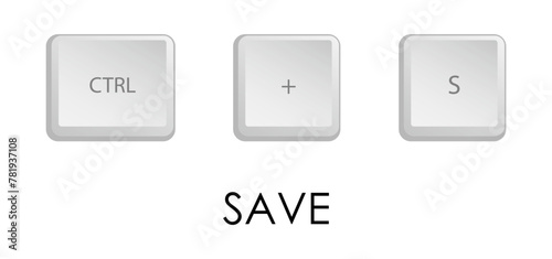 Save key combination. Keyboard shortcut for quickly executing command in operating system. Isolated vector on white background