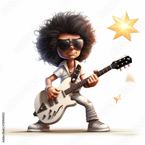 AI-generated illustration of a cartoon rock star playing an electric guitar