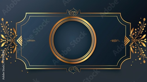 Blue and Gold Certificate of Achievement Template with Gold Badge and Border for Business, Computer, and Web
